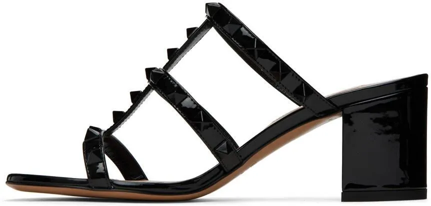 Valentino Garavani Black Rockstud Heeled Sandals