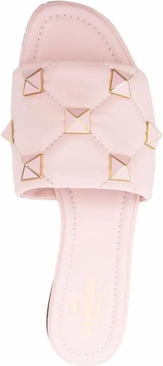 Valentino Garavani Roman Stud flat slide sandals Pink