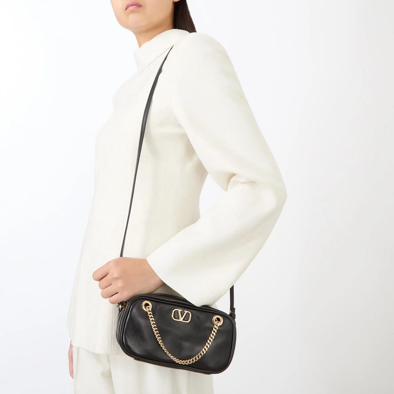VALENTINO GARAVANI V Logo Signature Mini Shoulder Bag - Nero
