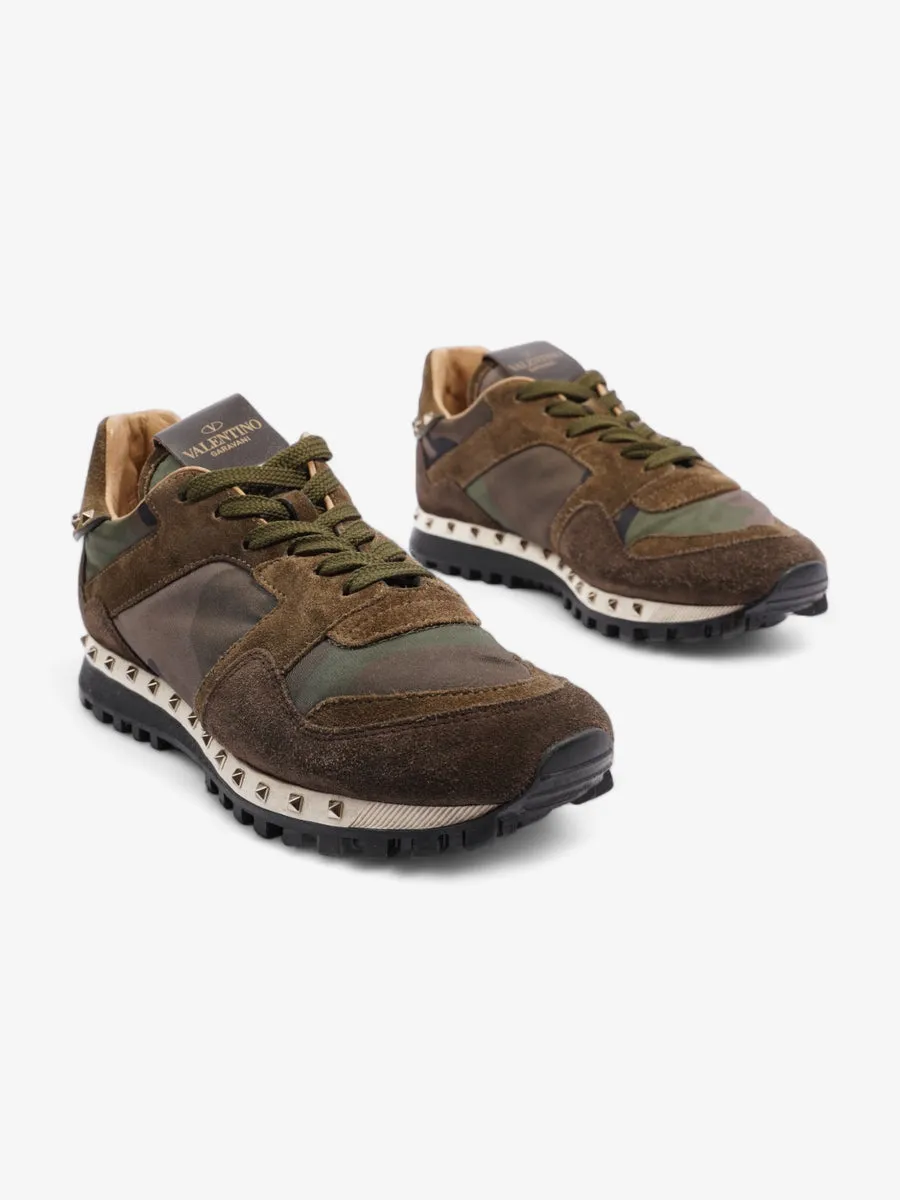 Valentino Rockstud Sneakers Khaki / Black Suede EU 37 UK 4