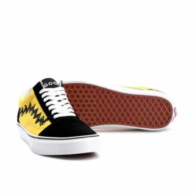 Vans old skool x peanuts charlie brown yellow/black good grief all new womens