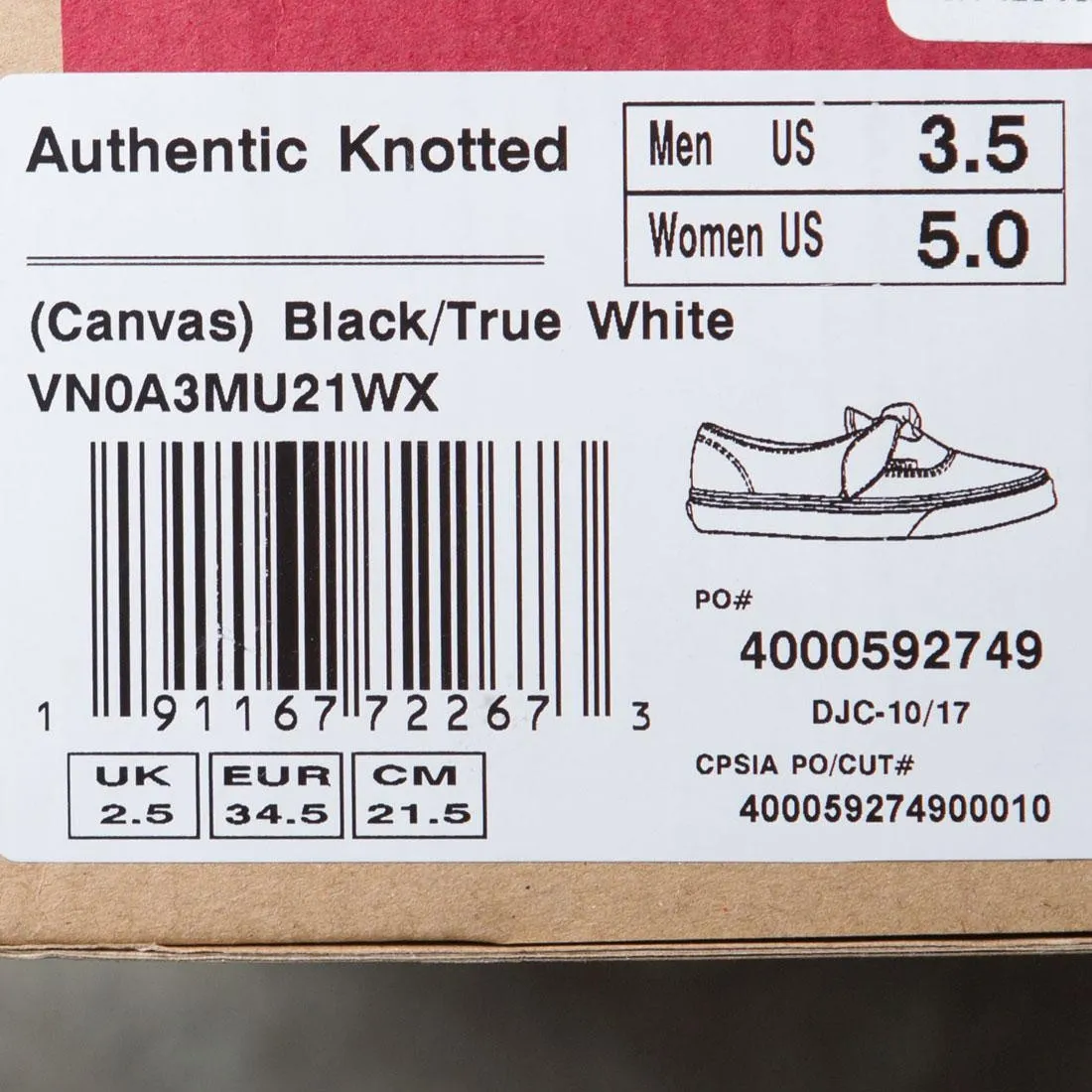 Vans Women Authentic Knotted (black / white)