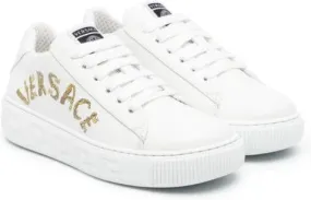 Versace Kids Seashell Baroque Greca leather sneakers White