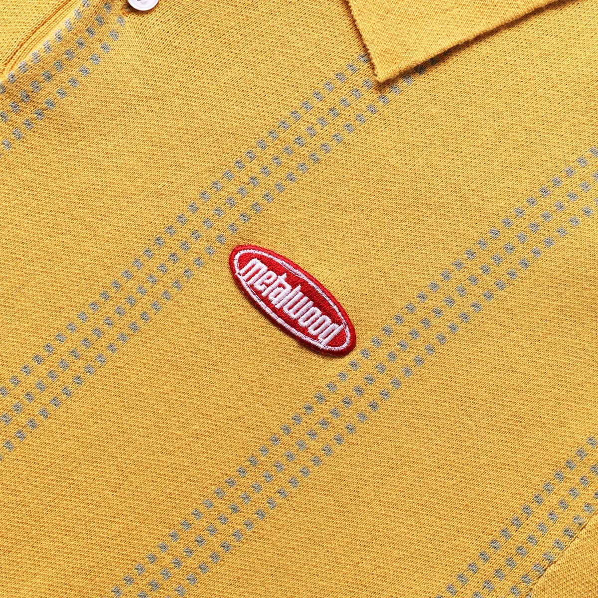 VERT STRIPE KNIT POLO GOLD | Bodega