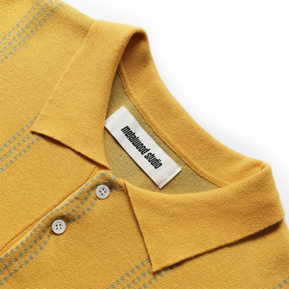 VERT STRIPE KNIT POLO GOLD | Bodega