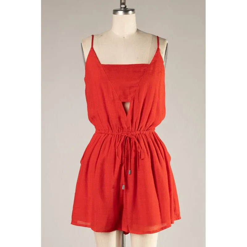 Very Amber Red Romper