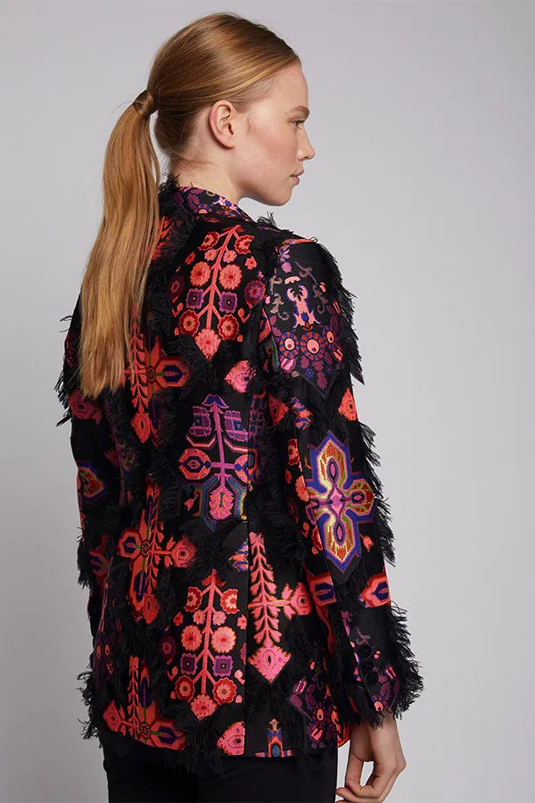 Vilagallo SOPHIA FRINGES NEON JACQUARD JACKET