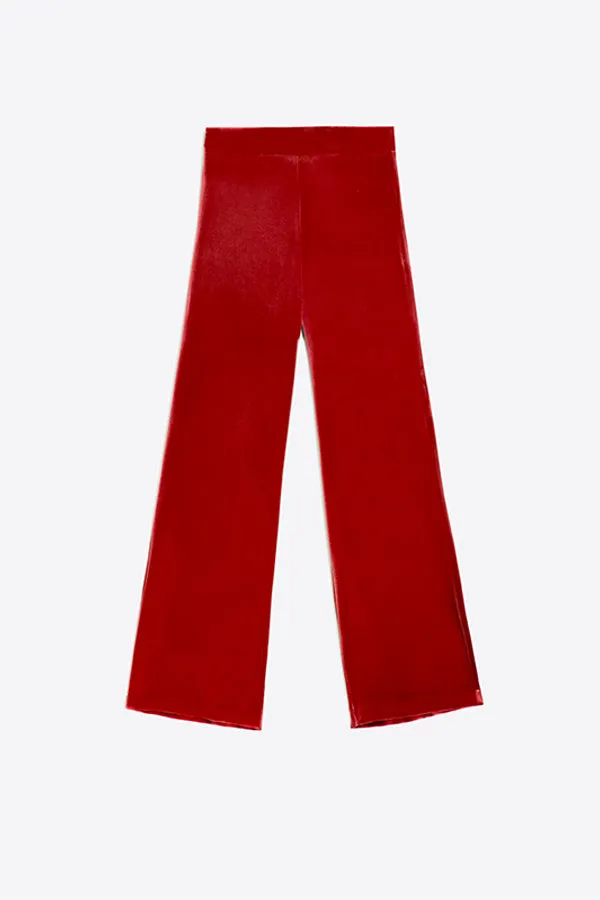 Vilagallo VENUS RED WIDE LEG TROUSERS