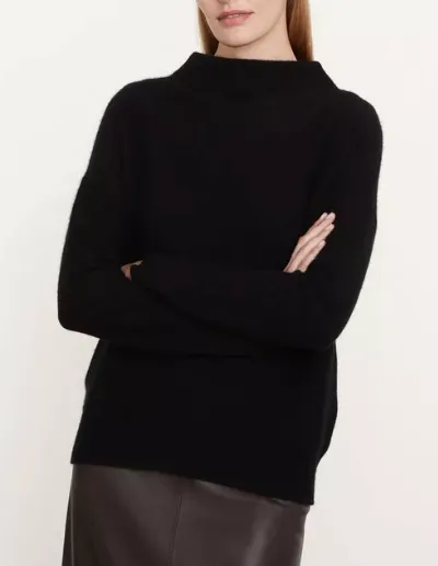 VINCE BOILED FUNNEL NECK PULLOVER