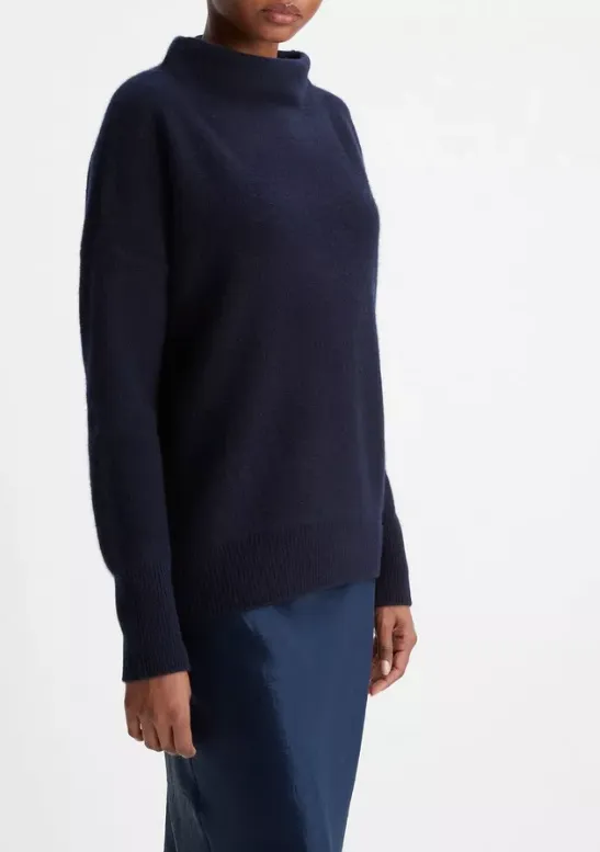 VINCE BOILED FUNNEL NECK PULLOVER