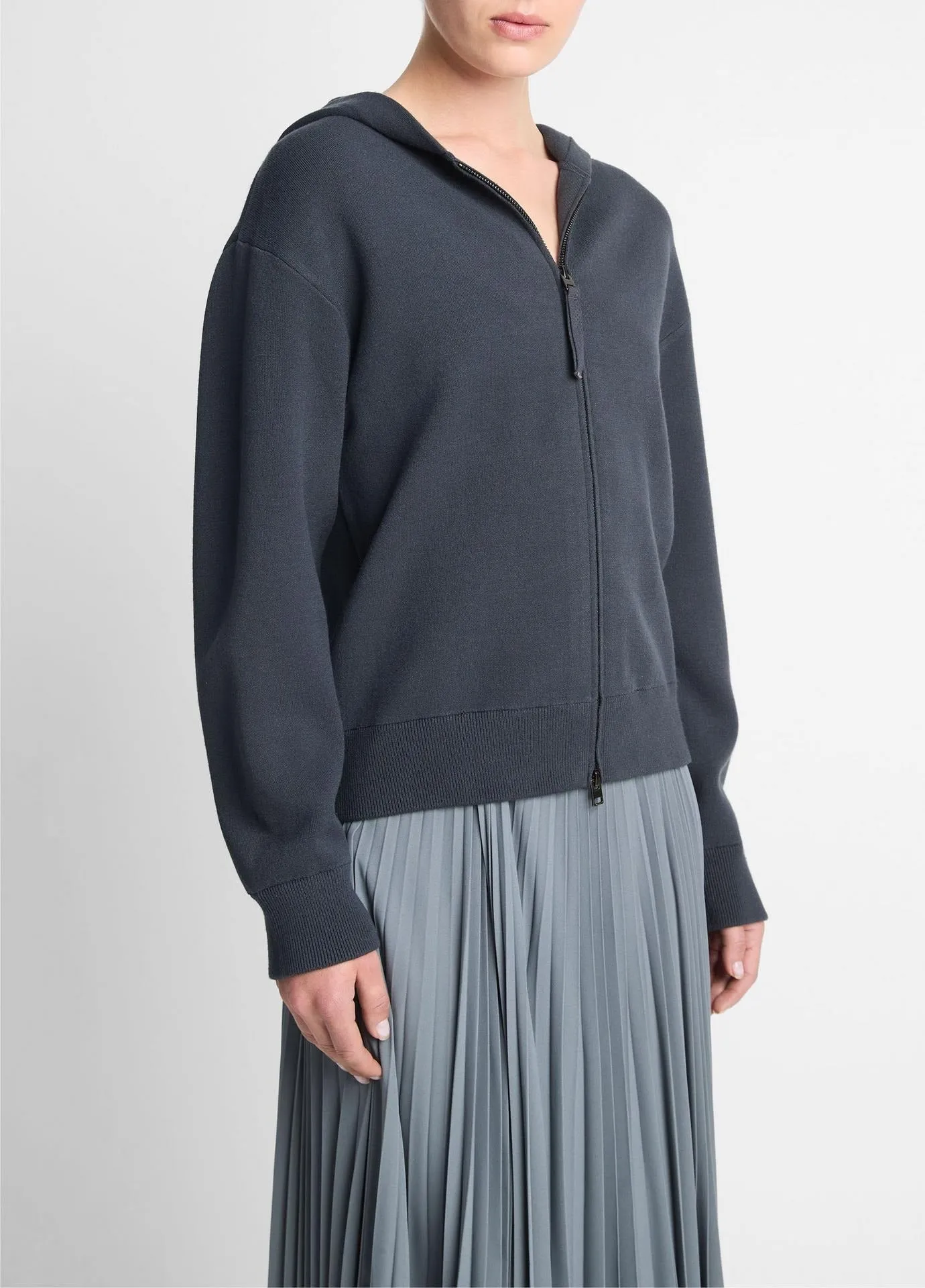 Vince Zip Hoodie in Graphite