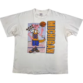 Vintage 1993 Michigan Basketball Delta Graphic Single Stitch T-Shirt White Rare