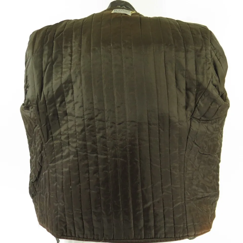 Vintage 50s Motorcycle Biker Leather Jacket Mens 46 Brown Talon Zip Retro