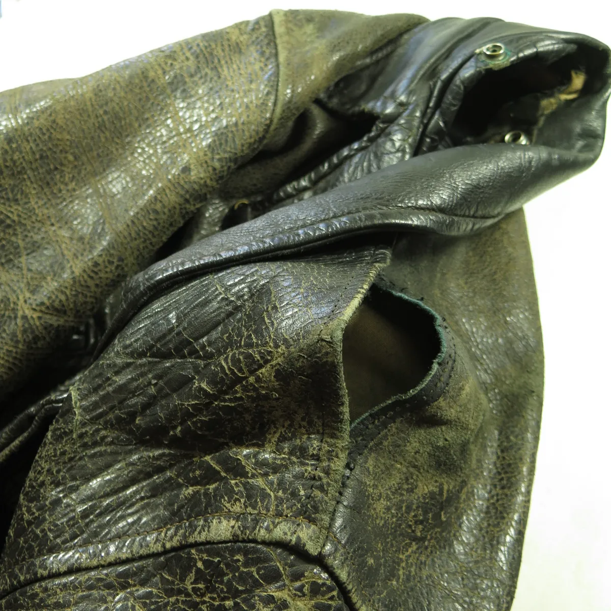 Vintage 50s Police Motorcycle Leather Jacket Mens L Biker DISTRESSED Horse Hide