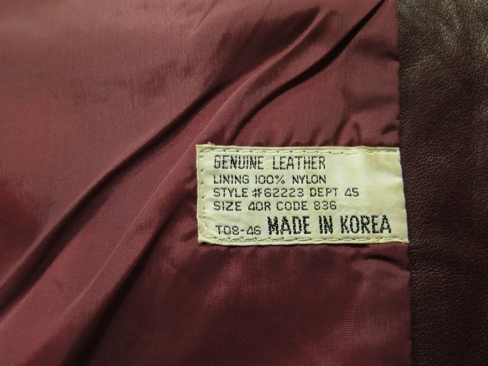 Vintage 70s Maroon Leather Jacket Mens 40 Sears the Leather Shop