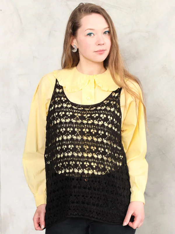 Vintage 80's Crochet Women Waistcoat Top