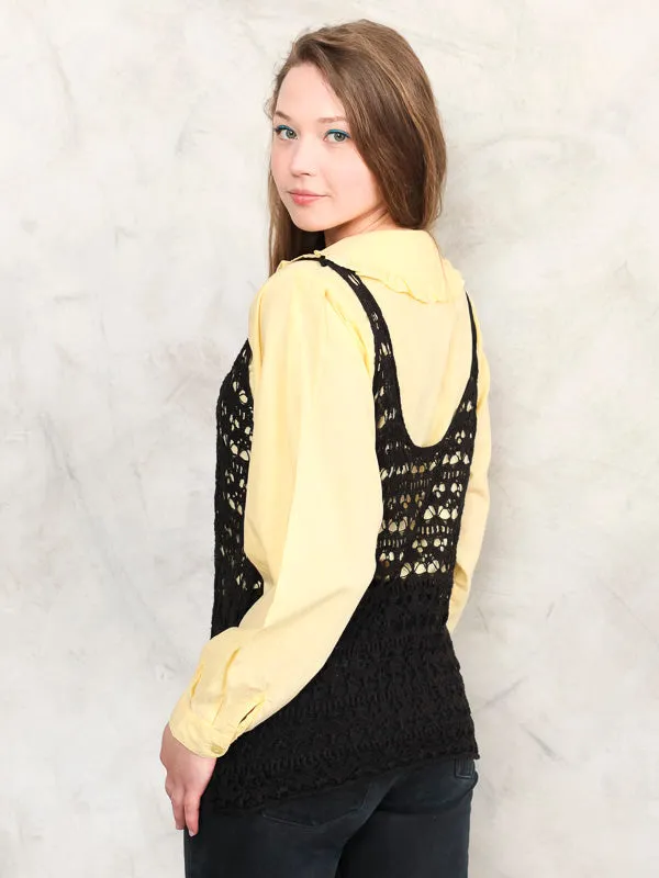 Vintage 80's Crochet Women Waistcoat Top
