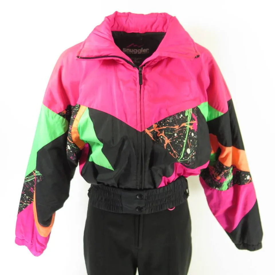 Vintage 80s Retro Ski Suit Womens 8 Snuggler Snowboard Time Machine Neon