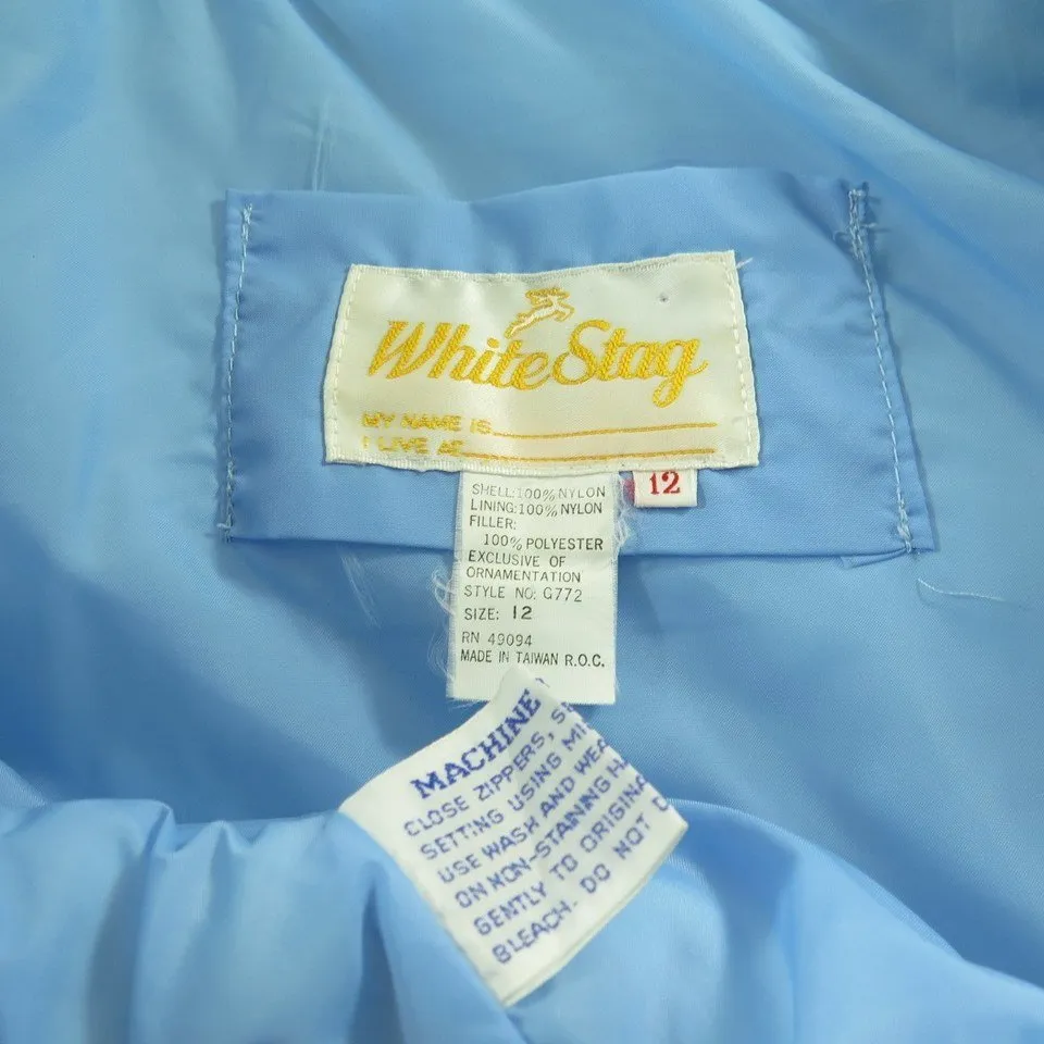 Vintage 80s Ski Jacket Womens 12 Puffy White Stag Retro Snowboard