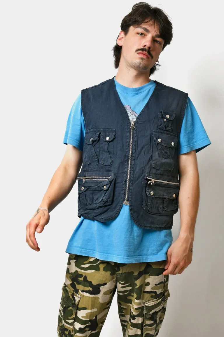 Vintage cargo navy blue vest