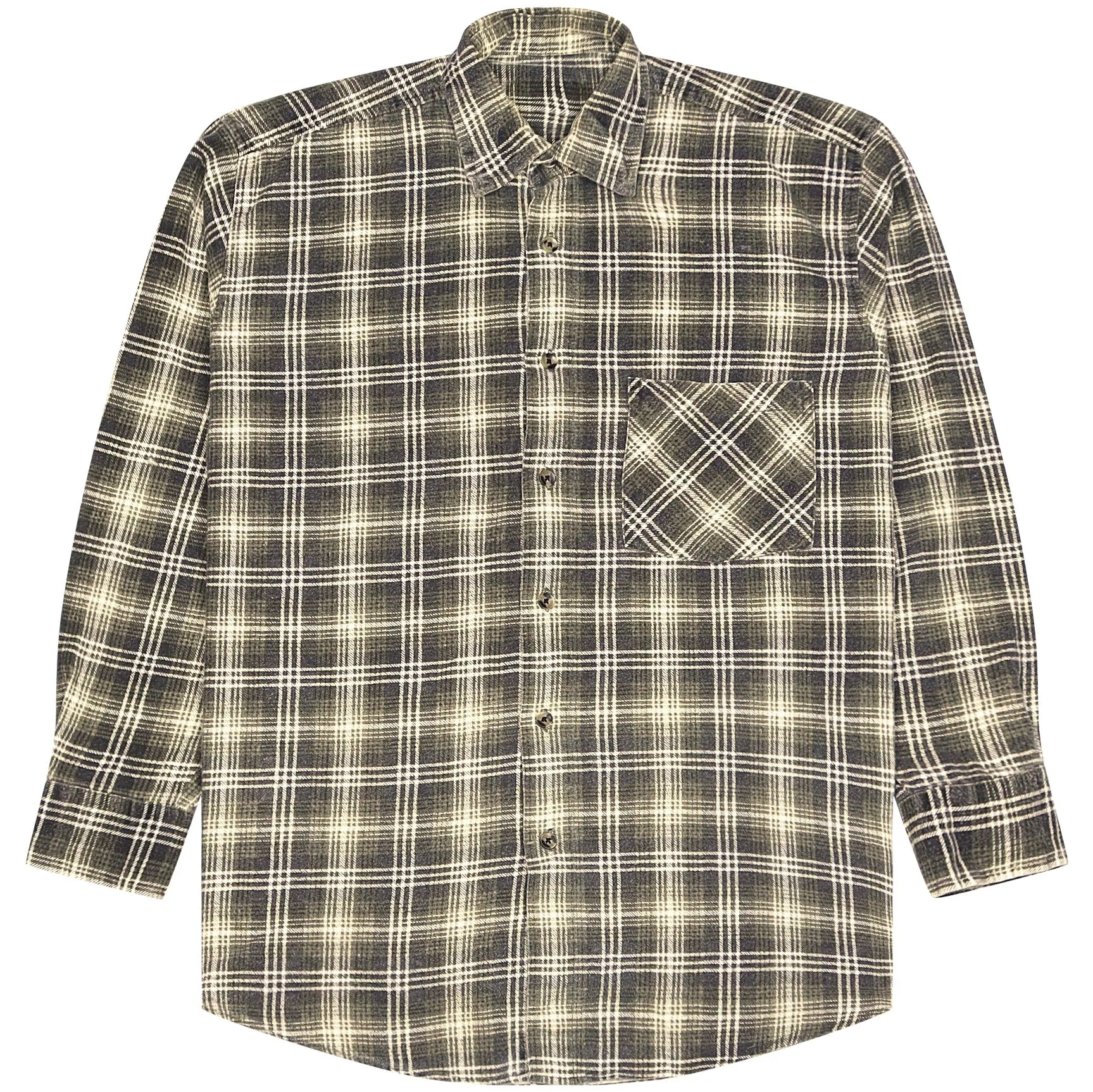 Vintage Checked Flannel Shirt Green Beige