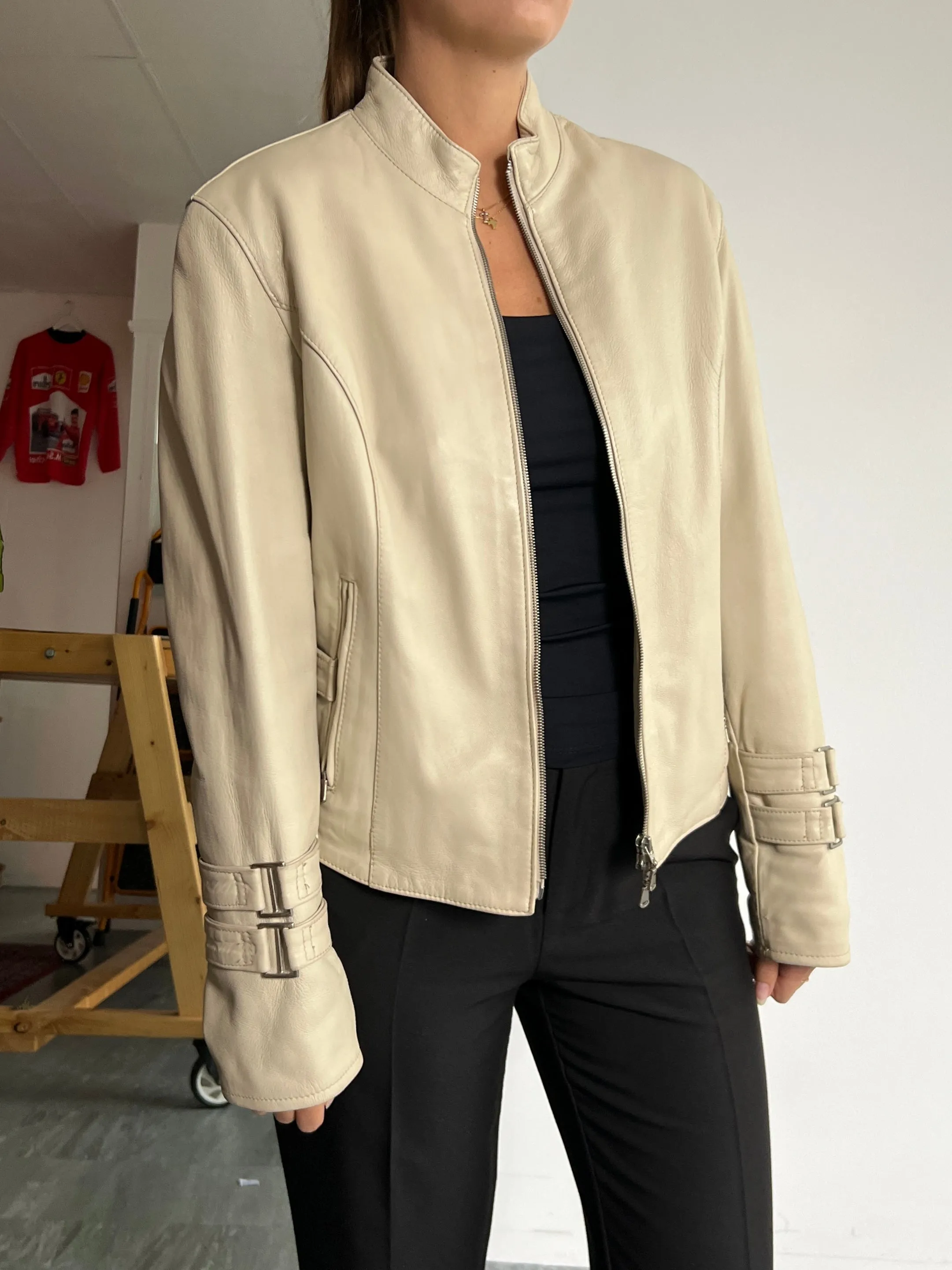 Vintage Italian Coconuda Buckle biker Leather Jacket (Women's S)