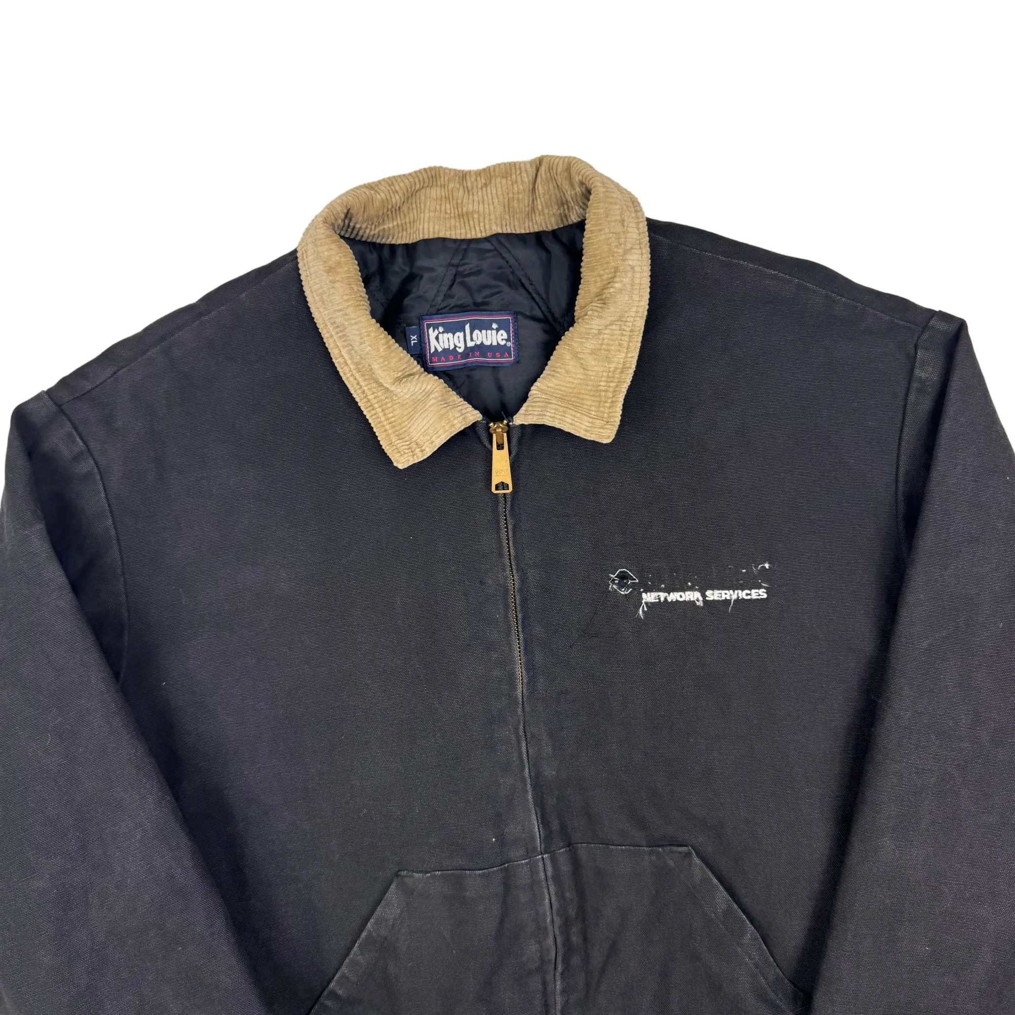 Vintage King Louie Canvas Detroit Style Workwear Zip-Up Jacket Black
