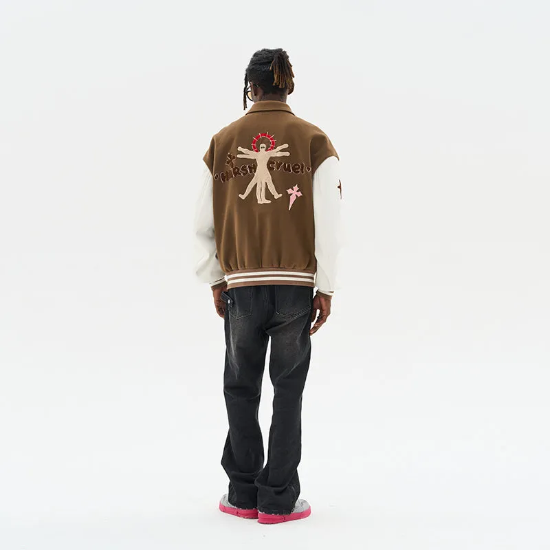 Vitruvian Man Embroidered Varsity Jacket