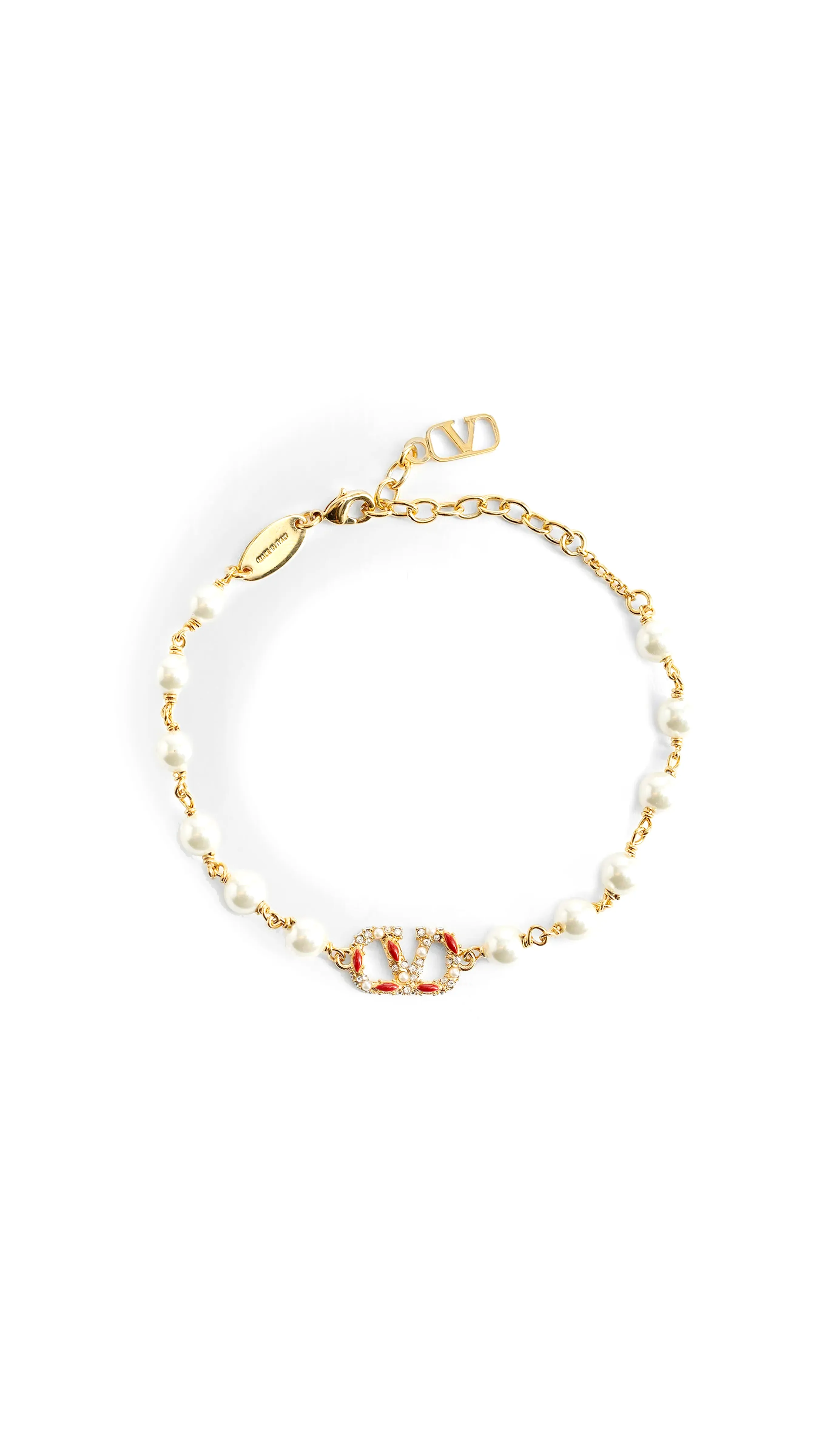 Vlogo Signature Bracelet With Pearls - Gold