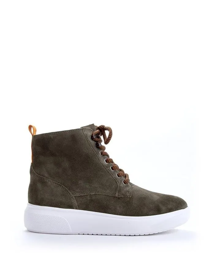 Waldlaufer Womens Low Ankle Boot - Khaki Suede