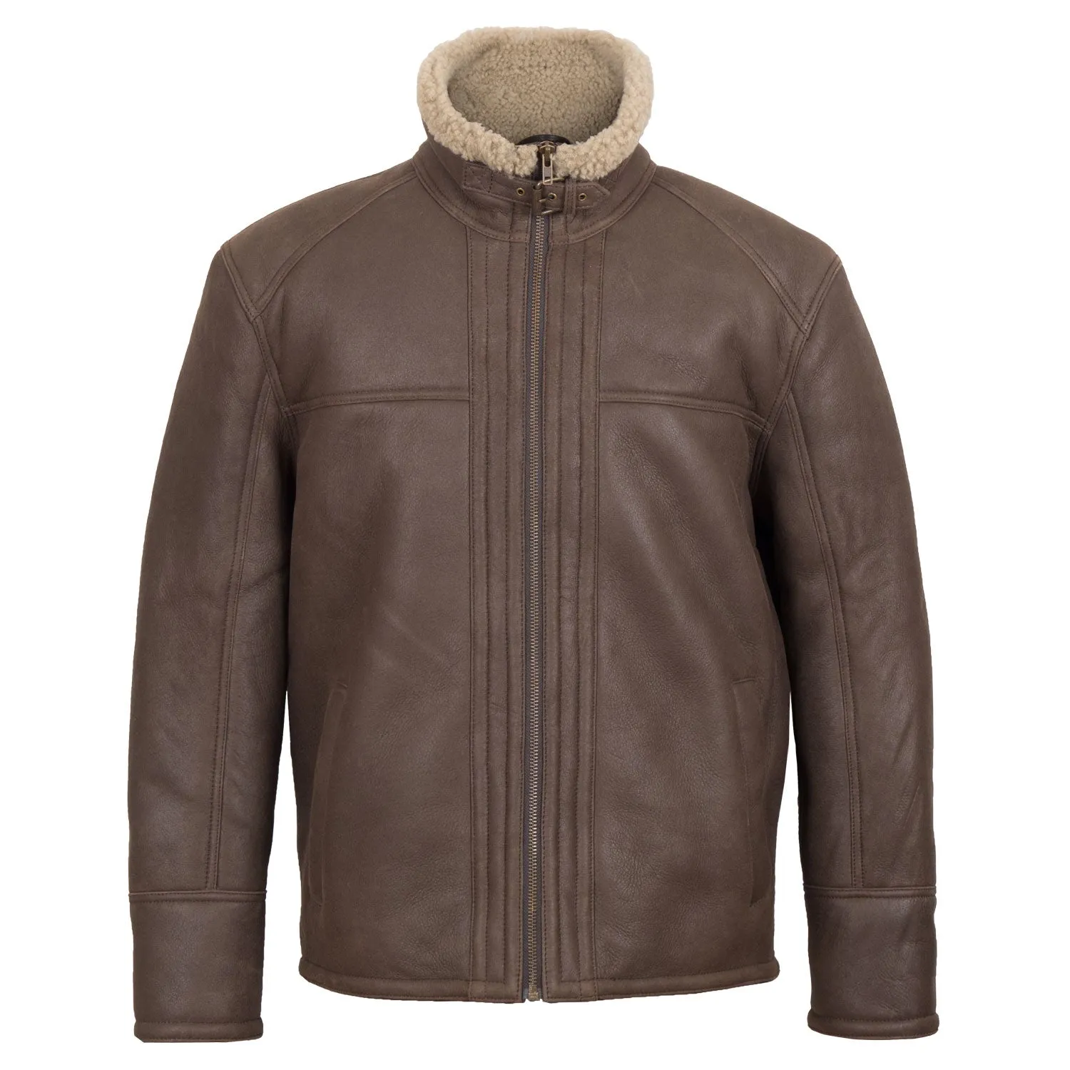 Wallace Men's Brown & Beige Sheepskin Jacket