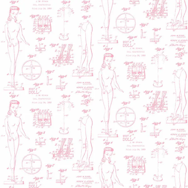 WallShoppe Barbie Blueprint Removable Wallpaper, Ballet Slipper