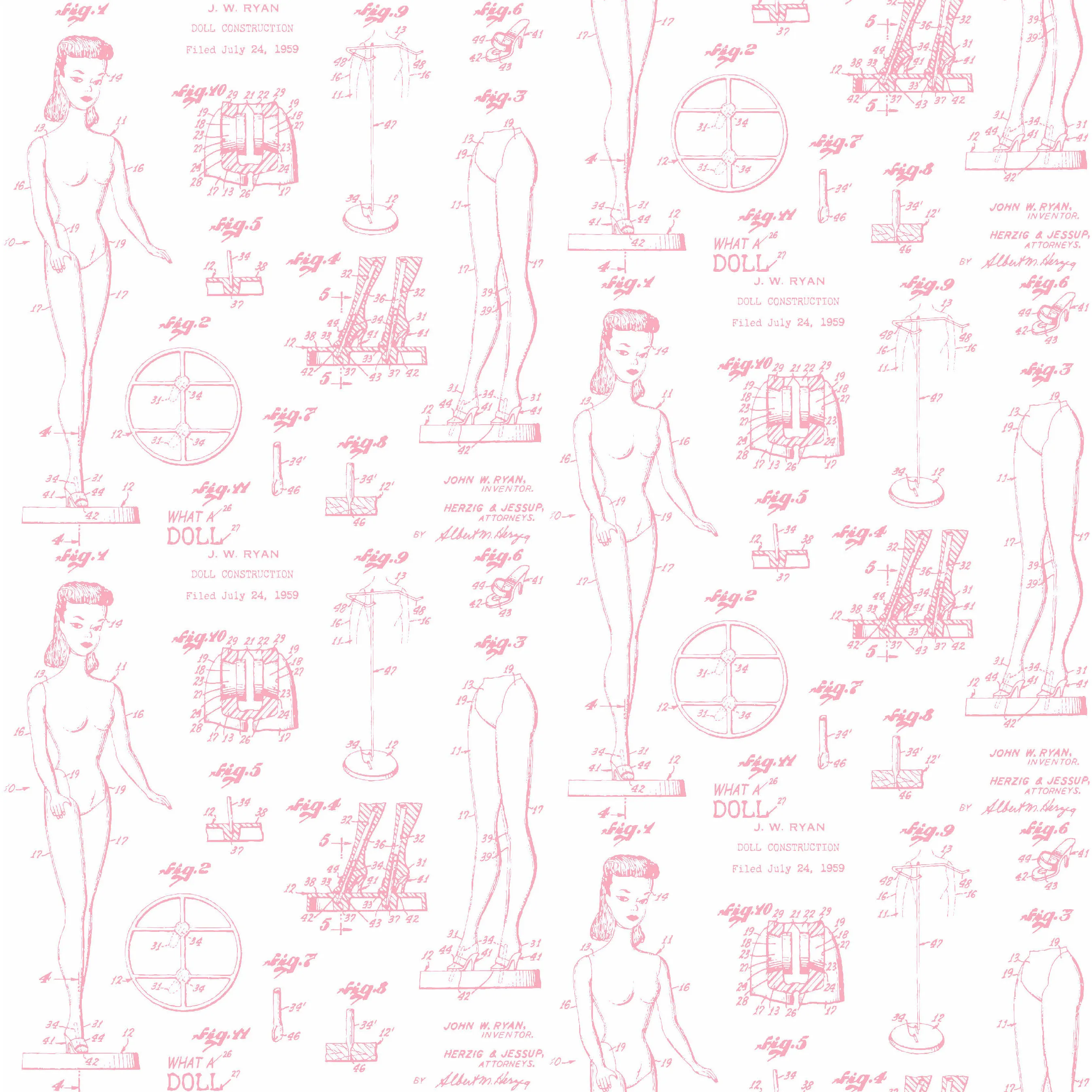 WallShoppe Barbie Blueprint Traditional Wallpaper, Ballet Slipper