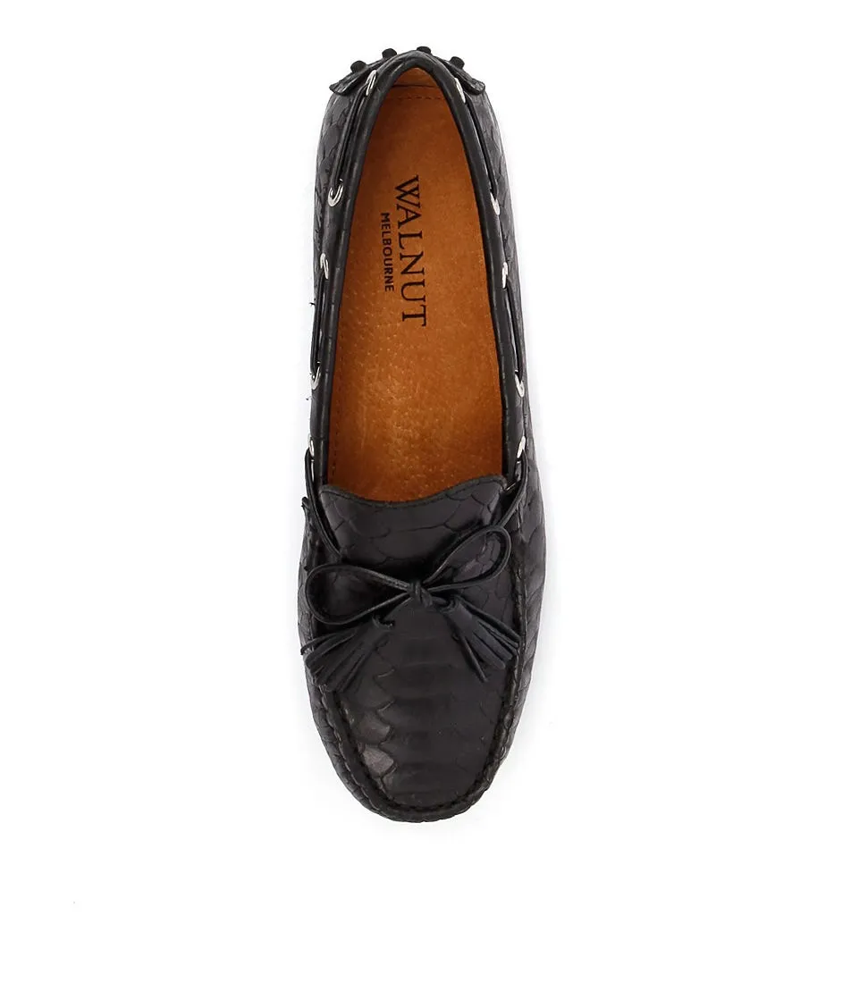 WALNUT Driving Loafer Python Black Leather