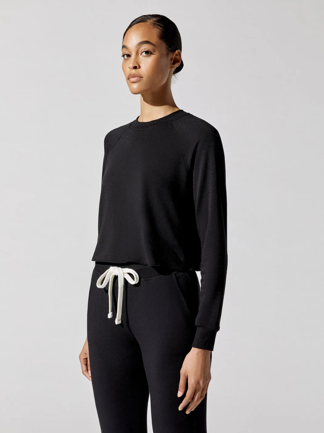 Warm Up Crop Fleece Sweatshirt - Black