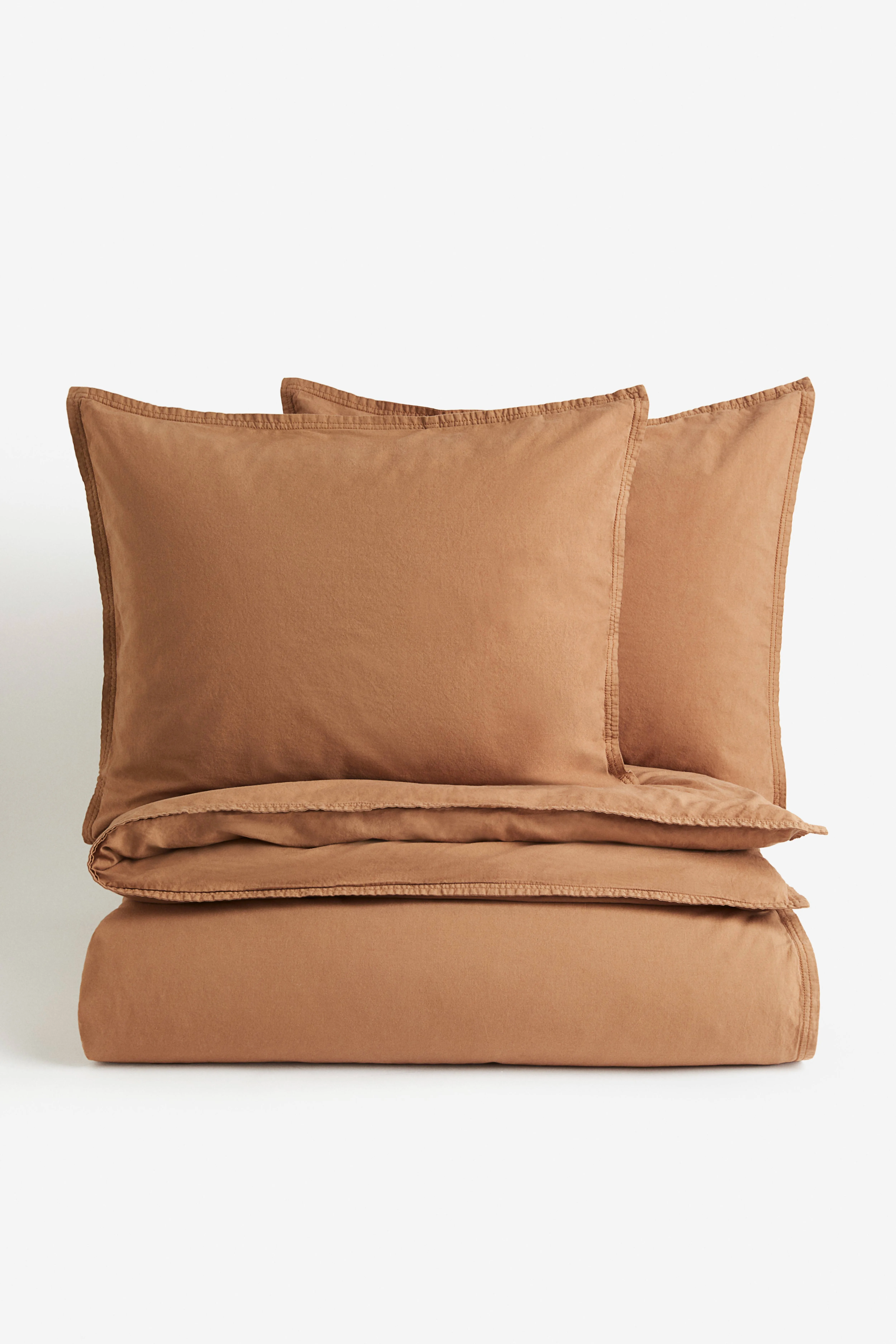 Washed cotton double/king duvet cover set - Rust - Home All | H&M GB