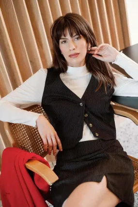 Whimsy + Row Bowie Vest - Black Pinstripe