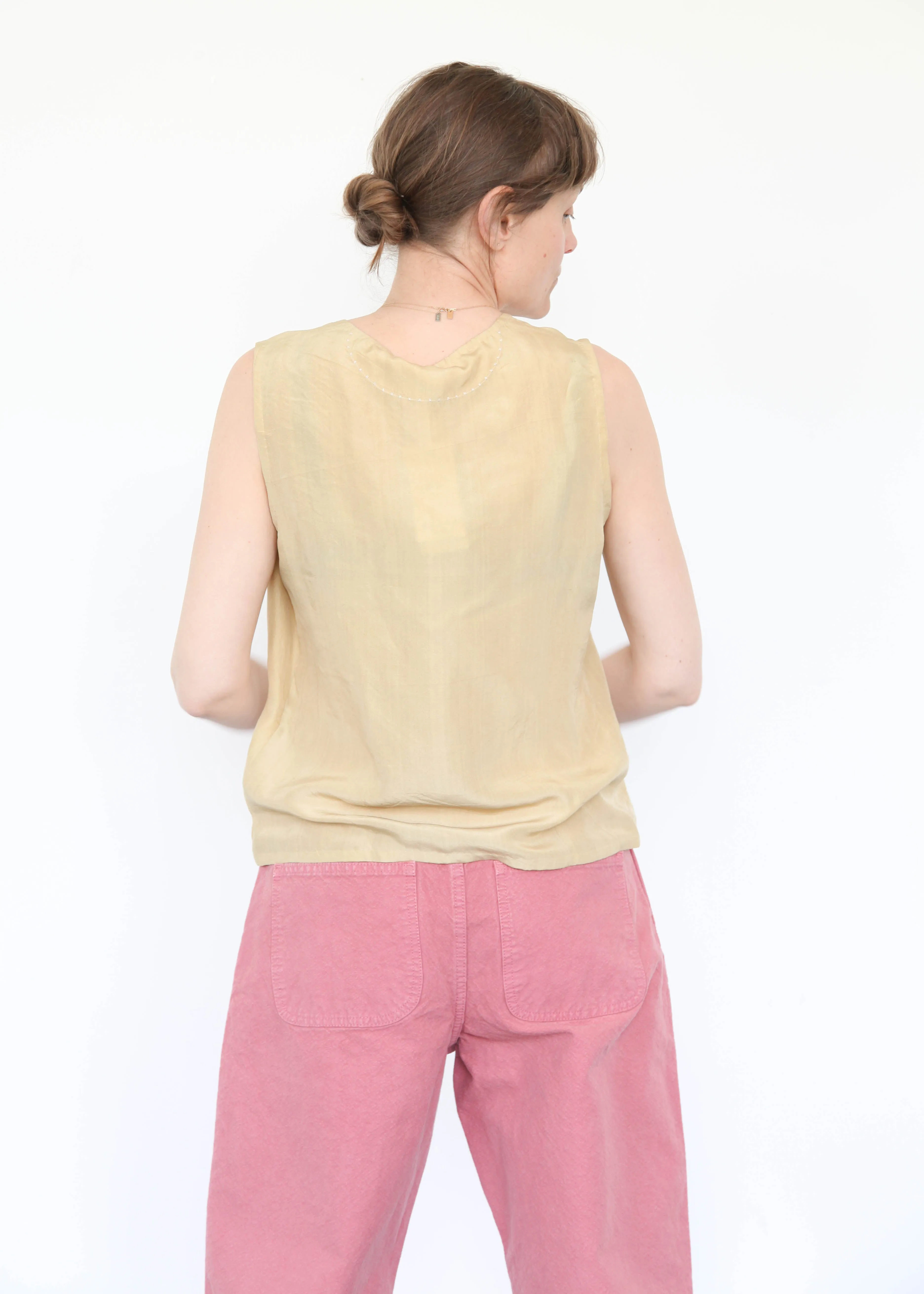 Whiskey Gold Sleeveless Silk Top