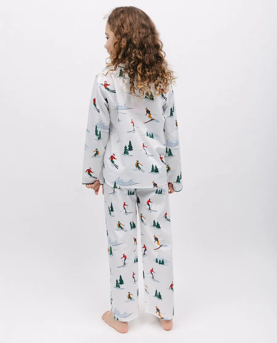 Whistler Kids Unisex White Mix Ski Print Pyjama Set