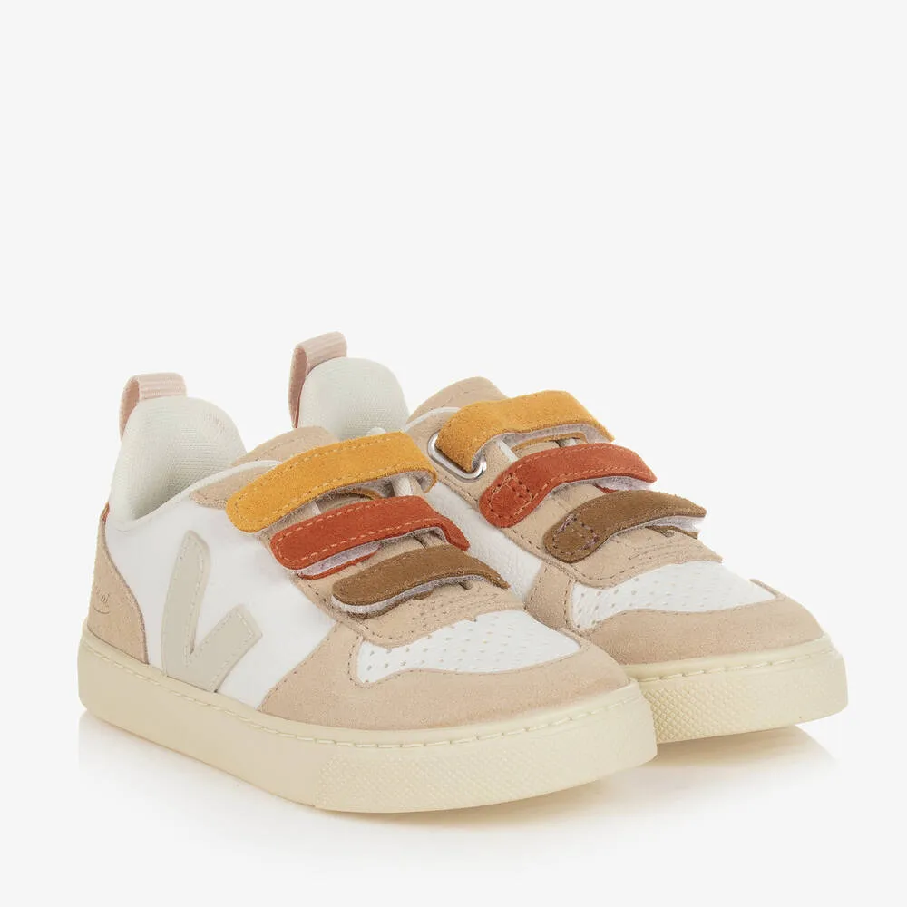 White & Beige Leather Bonpoint Trainers