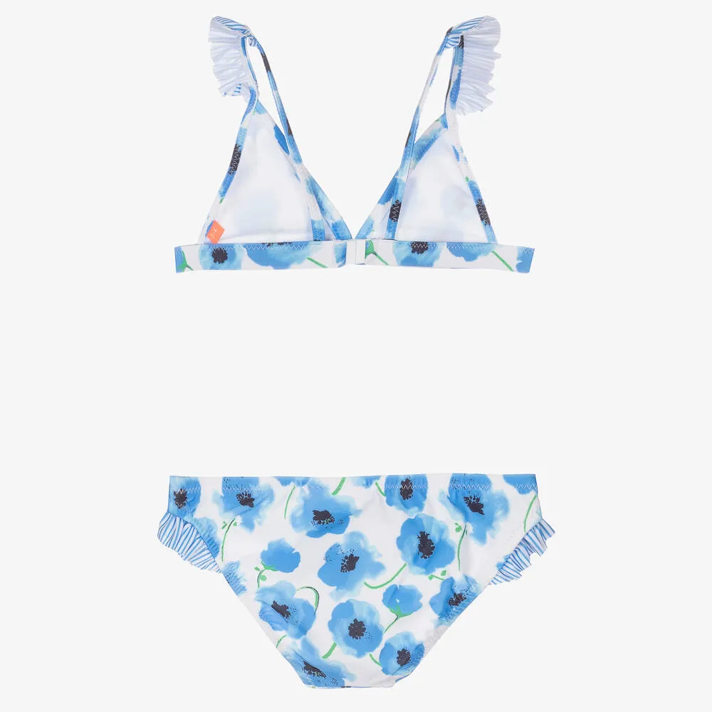 White & Blue Floral Bikini