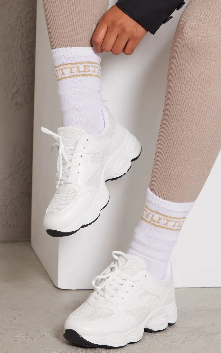 White Basic Bubble Sole Chunky Trainers