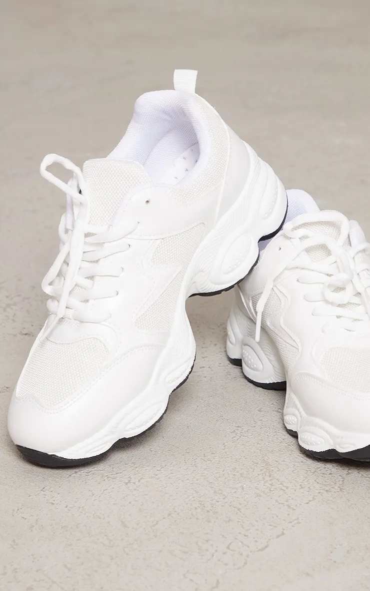 White Basic Bubble Sole Chunky Trainers