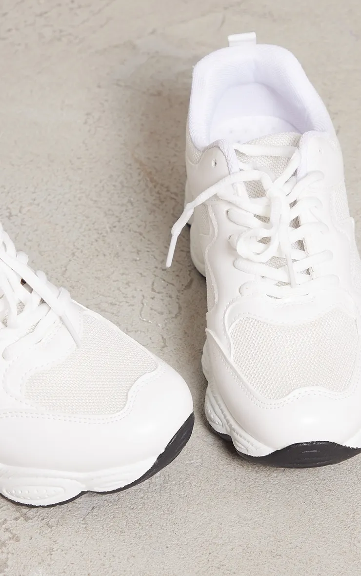 White Basic Bubble Sole Chunky Trainers
