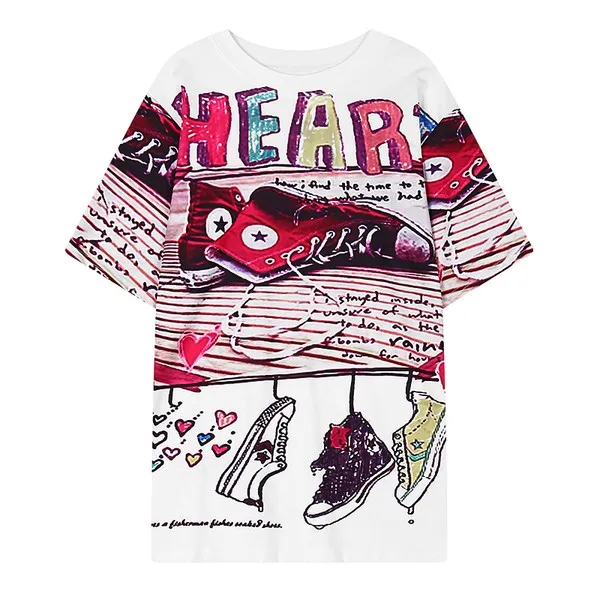 White HEAR Sneakers Harajuku Funky Short Sleeves T Shirt Top