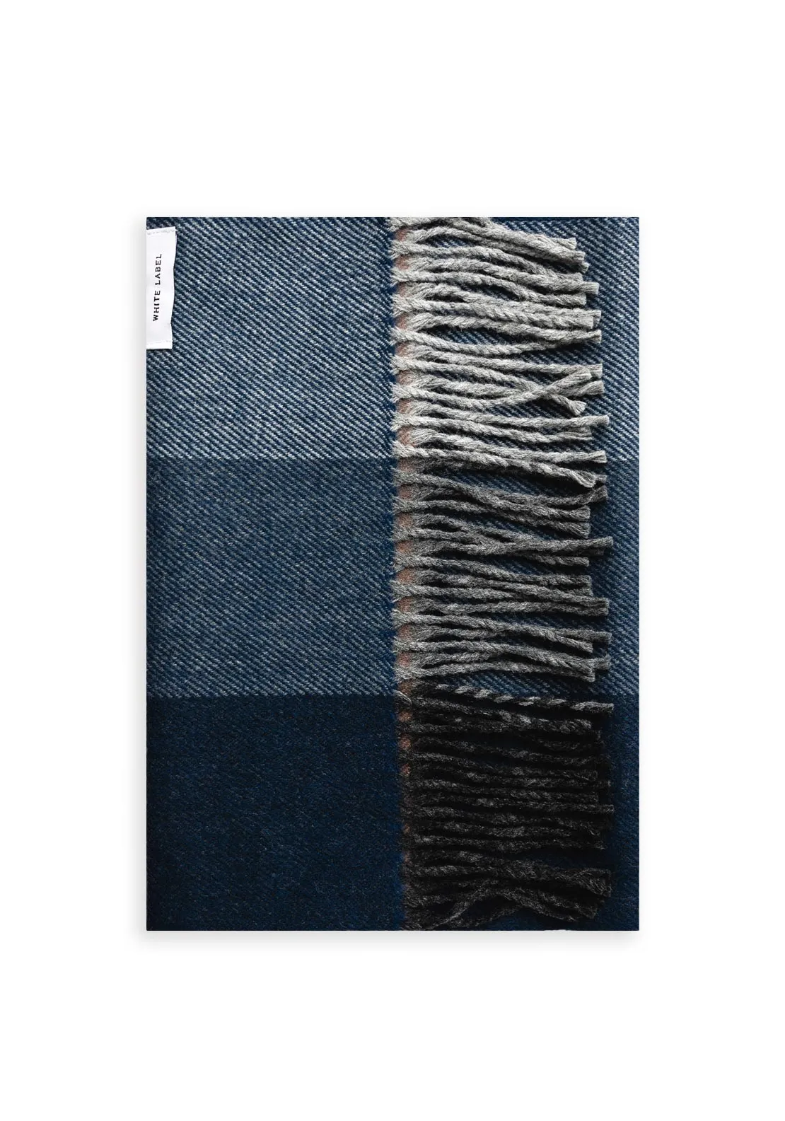 White Label Check Design Scarf, Grey & Blue