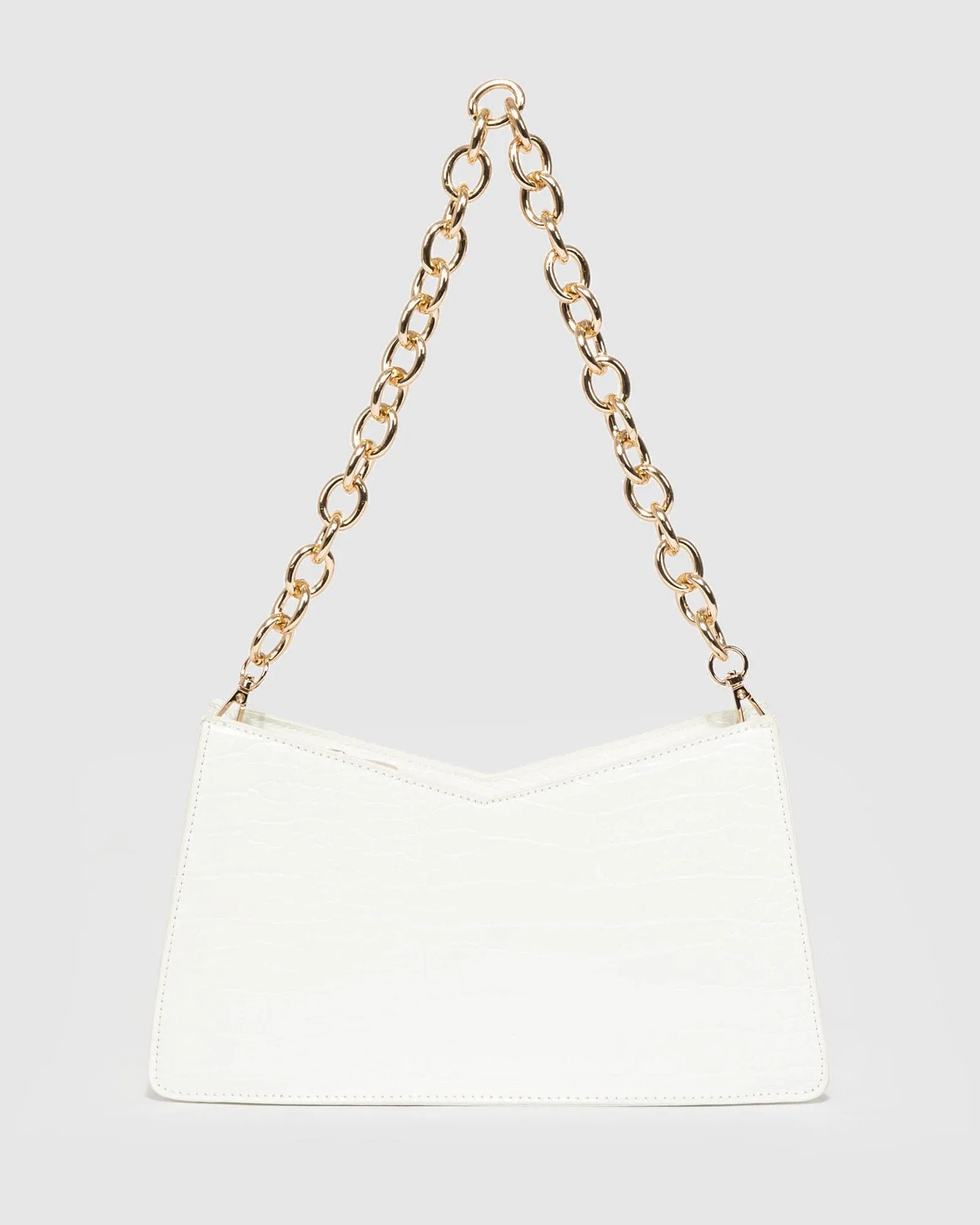 White Leilani Chain Shoulder Bag