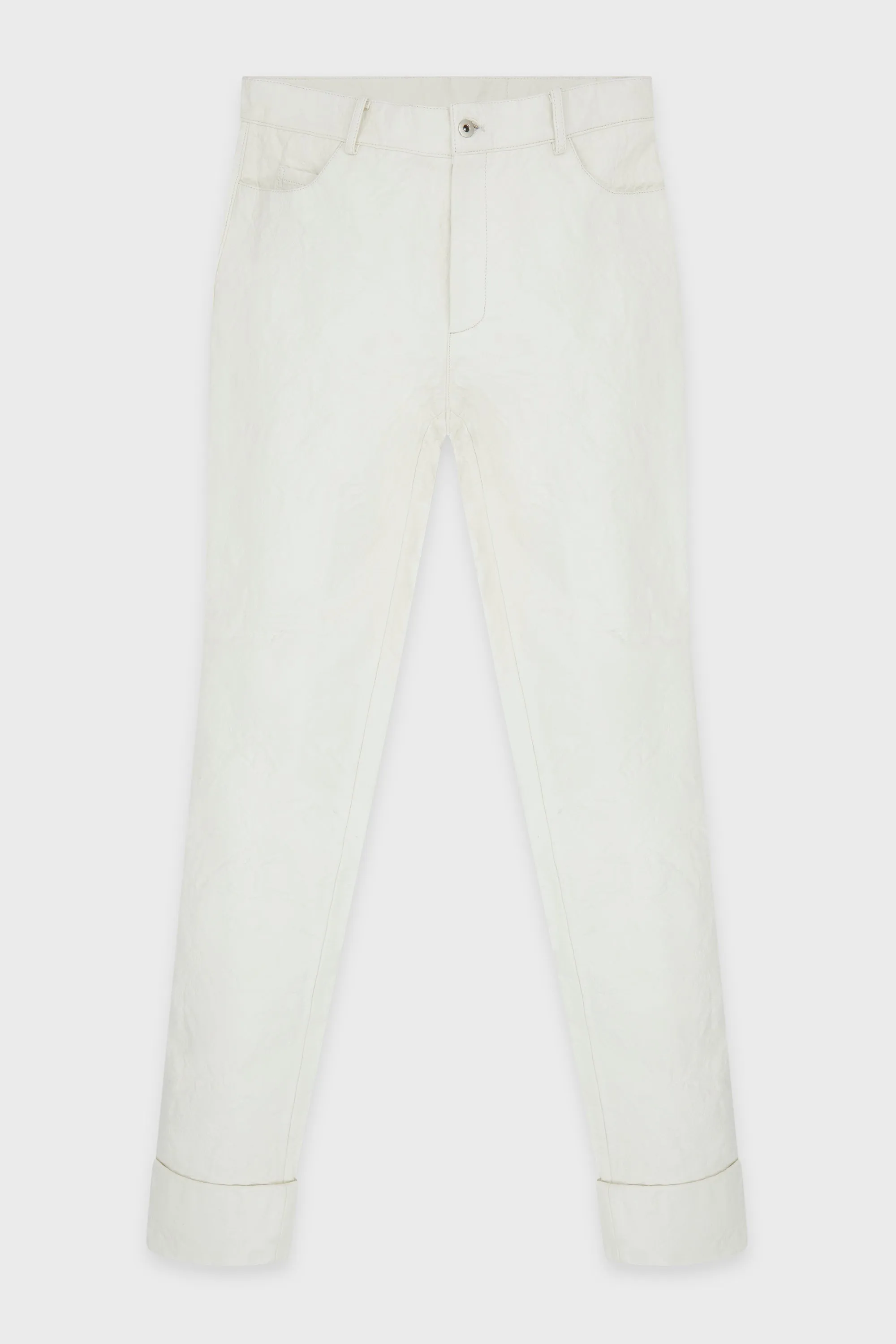 WHITE ROLLED CUFFS TROUSERS