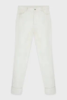 WHITE ROLLED CUFFS TROUSERS