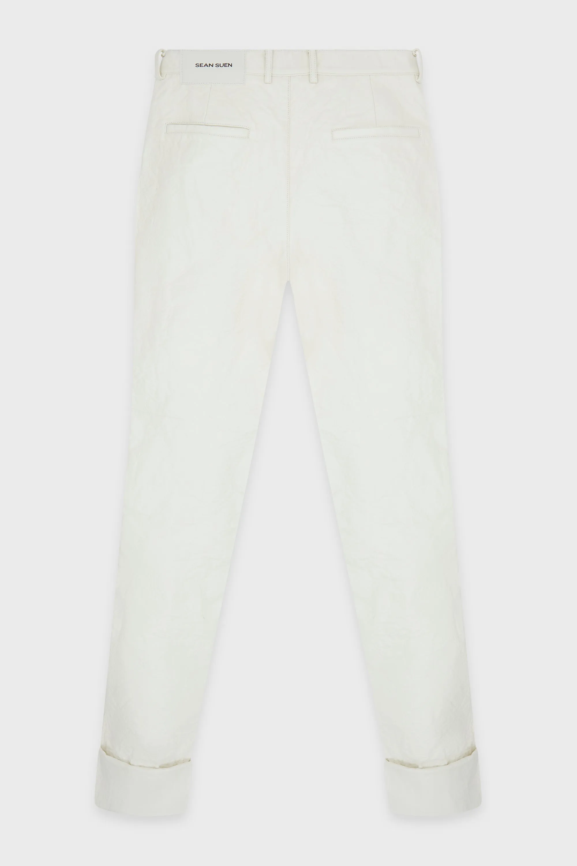 WHITE ROLLED CUFFS TROUSERS